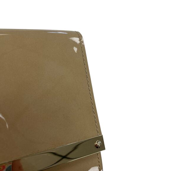 Jimmy Choo Patent Leather Milla Clutch Crossbody in Nude / Tan AS IS FLAWED - Picture 6 of 14